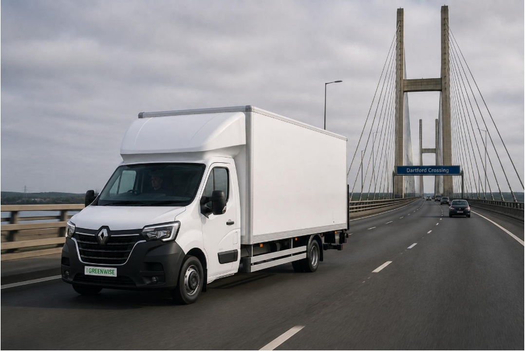 Luton van travelling across Dartford Crossing for nationwide courier delivery