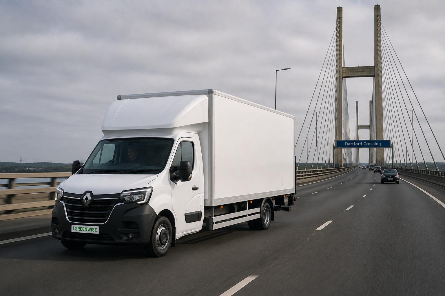Luton van travelling across Dartford Crossing for nationwide courier delivery