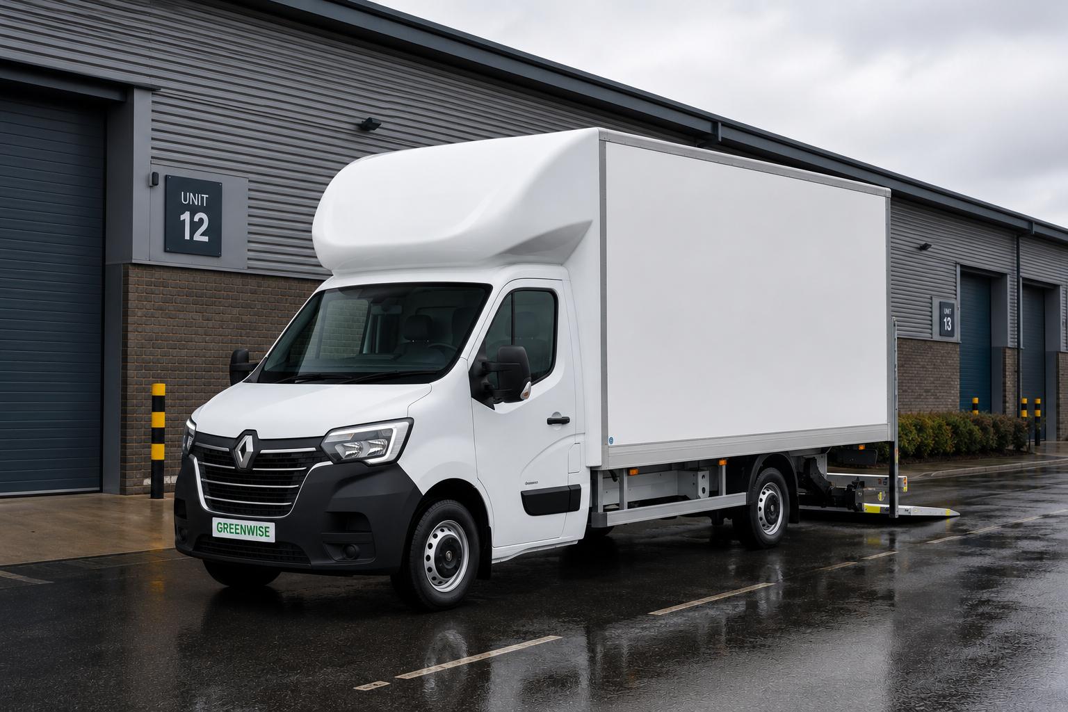 Luton van at a UK warehouse ready for commercial transport across Essex and the UK